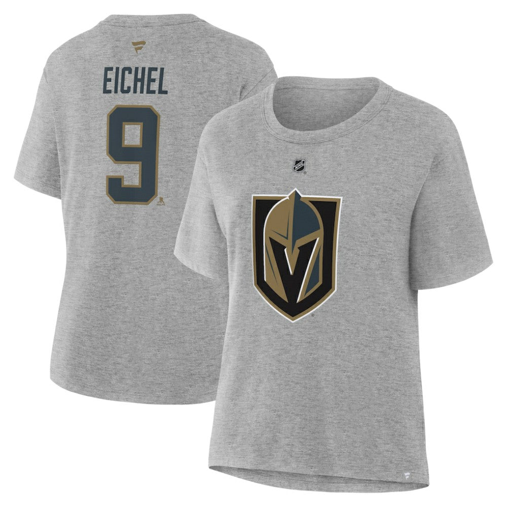 NHL Heather Gray Jack Eichel Vegas Golden Knights Fanatics Women's Authentic Stack Name & Number T-Shirt