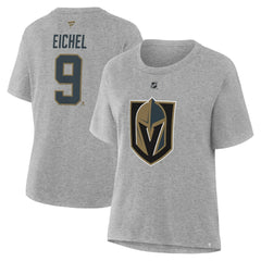 NHL Heather Gray Jack Eichel Vegas Golden Knights Fanatics Women's Authentic Stack Name & Number T-Shirt
