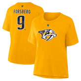 NHL Gold Filip Forsberg Nashville Predators Fanatics Women's Authentic Stack Name & Number T-Shirt