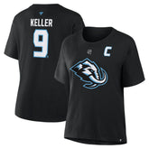 NHL Black Clayton Keller Utah Mammoth Fanatics Women's Authentic Stack Name & Number T-Shirt