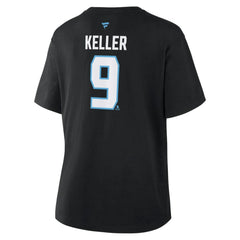 NHL Black Clayton Keller Utah Mammoth Fanatics Women's Authentic Stack Name & Number T-Shirt