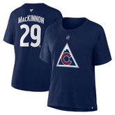 NHL Navy Nathan MacKinnon Colorado Avalanche Fanatics Women's Authentic Stack Name & Number T-Shirt