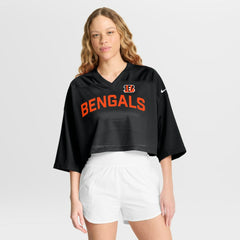 Women's Primetime Cropped Mesh Dri-FIT Fashion Jersey - Cincinnati Bengals