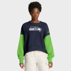 Women's Oversized Color-Block Pullover Sweatshirt - Seattle Seahawks