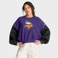 Women's Oversized Color-Block Pullover Sweatshirt - Minnesota Vikings