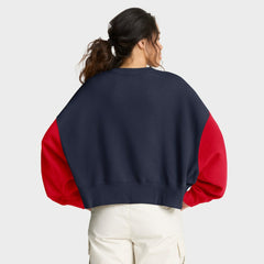 Women's Oversized Color-Block Pullover Sweatshirt - New England Patriots
