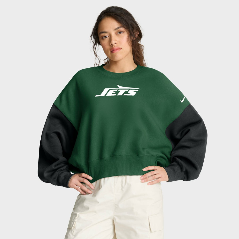 Women's Oversized Color-Block Pullover Sweatshirt - New York Jets