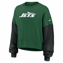 Women's Oversized Color-Block Pullover Sweatshirt - New York Jets
