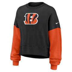 Women's Oversized Color-Block Pullover Sweatshirt - Cincinnati Bengals