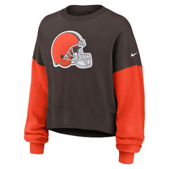 Women's Oversized Color-Block Pullover Sweatshirt - Cleveland Browns