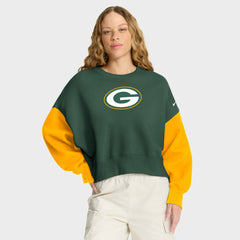 Women's Oversized Color-Block Pullover Sweatshirt - Green Bay Packers