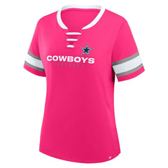 Women's Redzone Draw Play Athena Lace-Up T-Shirt - Dallas Cowboys