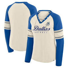 Women's Hometown Gridiron Hero Raglan Lace-Up V-Neck Long Sleeve T-Shirt - Dallas Cowboys