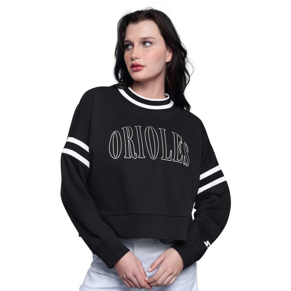 MLB Baltimore Orioles Starter Women's Power Play Cropped Pullover Sweatshirt