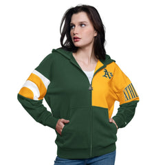 MLB Athletics Starter Women's Curve Ball Full Zip Hoodie Sweatshirt