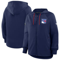 NHL Navy New York Rangers Fanatics Women's Authentic Pro Rink Raglan Full-Zip Hoodie