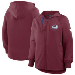 NHL Burgundy Colorado Avalanche Fanatics Women's Authentic Pro Rink Raglan Full-Zip Hoodie