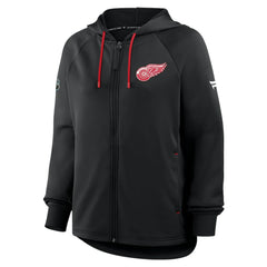 NHL Black Detroit Red Wings Fanatics Women's Authentic Pro Rink Raglan Full-Zip Hoodie