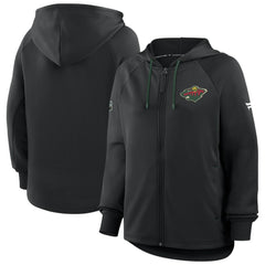 NHL Black Minnesota Wild Fanatics Women's Authentic Pro Rink Raglan Full-Zip Hoodie
