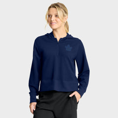 NHL Navy Toronto Maple Leafs Fanatics Women's Authentic Pro Road Tri-Blend Quarter-Zip Hoodie