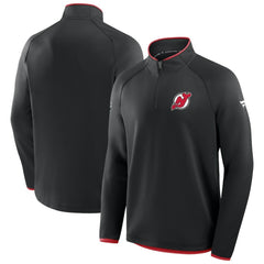 NHL Black New Jersey Devils Fanatics Authentic Pro Rink Raglan Quarter-Zip Pullover