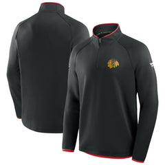 NHL Black Chicago Blackhawks Fanatics Authentic Pro Rink Raglan Quarter-Zip Pullover