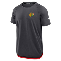 NHL Charcoal Chicago Blackhawks Fanatics Authentic Pro Rink Raglan Performance T-Shirt