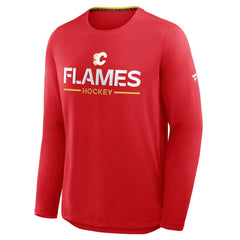 NHL Red Calgary Flames Fanatics Authentic Pro Rink Tech Long Sleeve T-Shirt