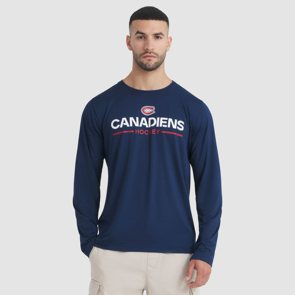 NHL Navy Montreal Canadiens Fanatics Authentic Pro Rink Tech Long Sleeve T-Shirt