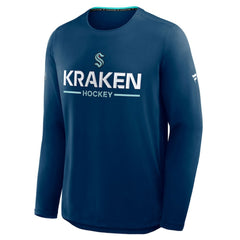 NHL Navy Seattle Kraken Fanatics Authentic Pro Rink Tech Long Sleeve T-Shirt