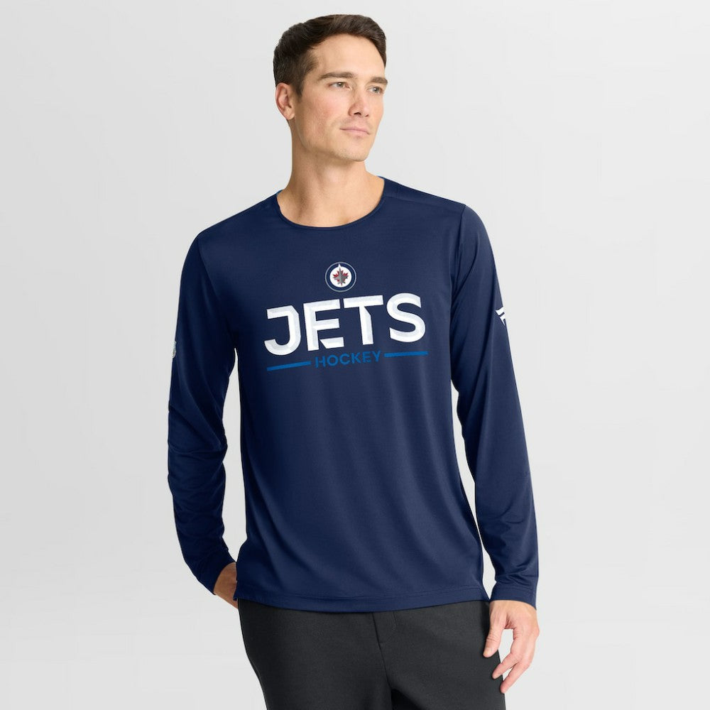 NHL Navy Winnipeg Jets Fanatics Authentic Pro Rink Tech Long Sleeve T-Shirt