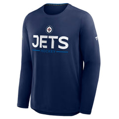 NHL Navy Winnipeg Jets Fanatics Authentic Pro Rink Tech Long Sleeve T-Shirt