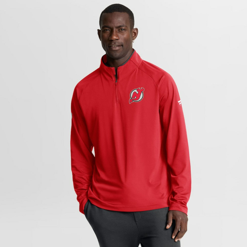 NHL Red New Jersey Devils Fanatics Authentic Pro Rink Training Quarter-Zip Pullover