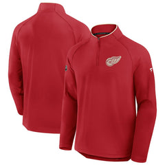 NHL Red Detroit Red Wings Fanatics Authentic Pro Rink Training Centennial Raglan Quarter-Zip Pullover