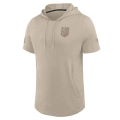 NHL Tan Vegas Golden Knights Fanatics Authentic Pro Road Short Sleeve Hoodie