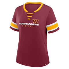 Women's Redzone Draw Play Athena Lace-Up T-Shirt - Washington Commanders