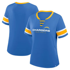 Women's Redzone Draw Play Athena Lace-Up T-Shirt - Los Angeles Chargers