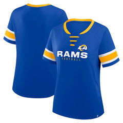 Women's Redzone Draw Play Athena Lace-Up T-Shirt - Los Angeles Rams