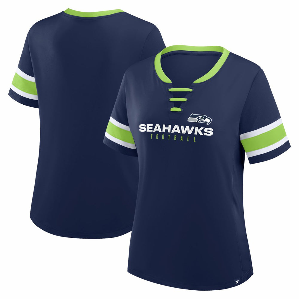 Women's Redzone Draw Play Athena Lace-Up T-Shirt - Seattle Seahawks