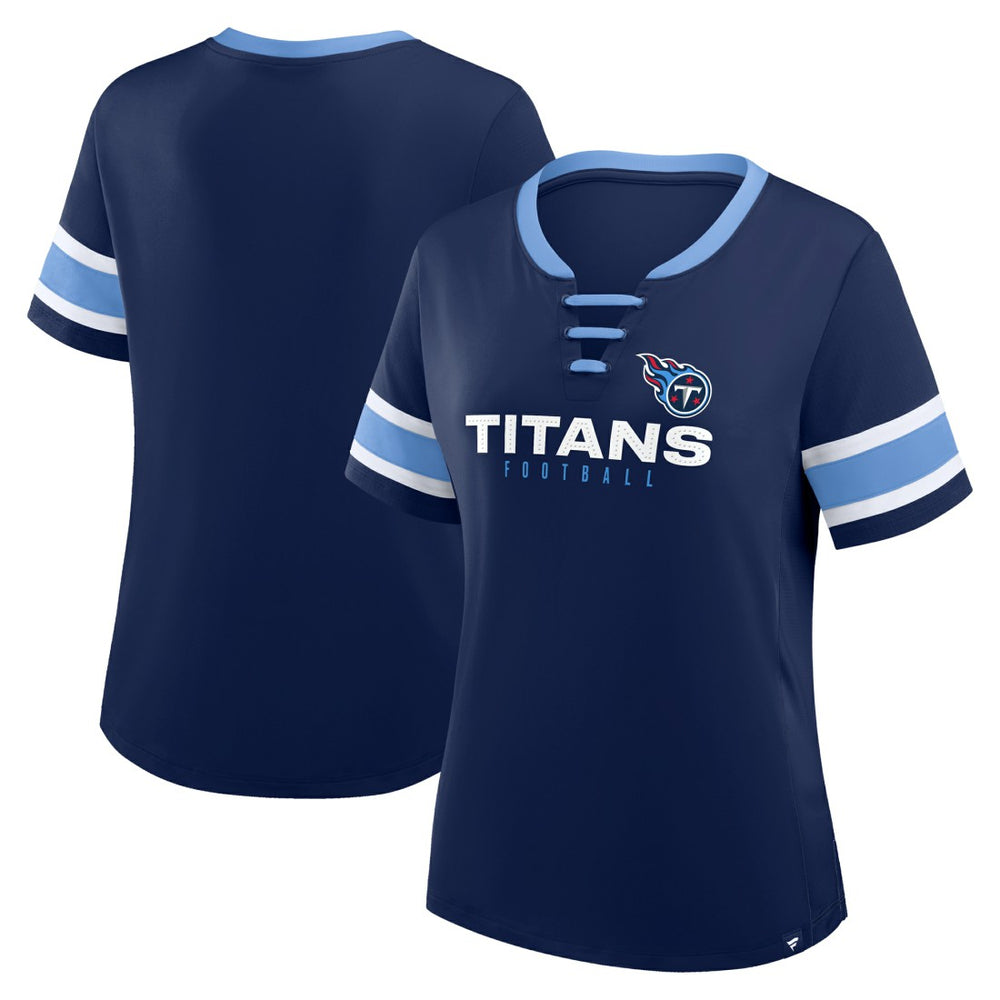 Women's Redzone Draw Play Athena Lace-Up T-Shirt - Tennessee Titans