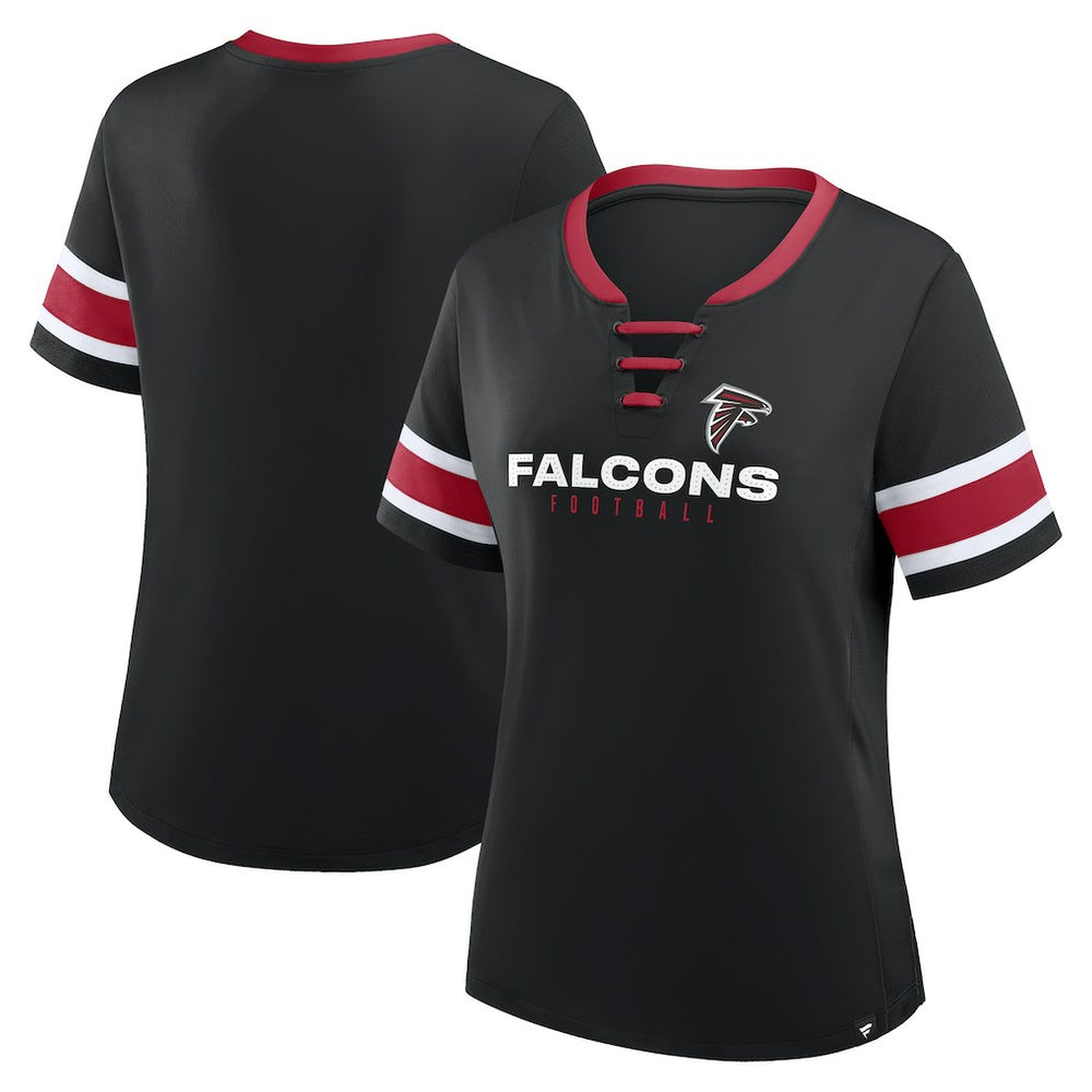 Women's Redzone Draw Play Athena Lace-Up T-Shirt - Atlanta Falcons