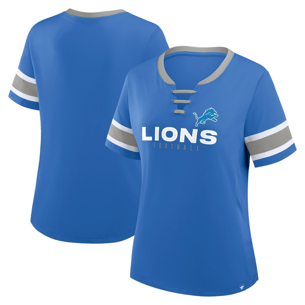Women's Redzone Draw Play Athena Lace-Up T-Shirt - Detroit Lions