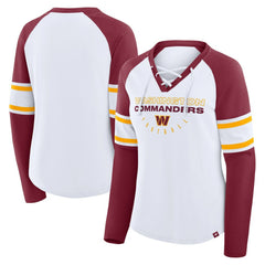 Women's Redzone Blitz Package Raglan Lace-Up V-Neck Long Sleeve T-Shirt - Washington Commanders