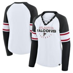 Women's Redzone Blitz Package Raglan Lace-Up V-Neck Long Sleeve T-Shirt - Atlanta Falcons