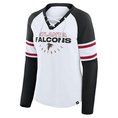 Women's Redzone Blitz Package Raglan Lace-Up V-Neck Long Sleeve T-Shirt - Atlanta Falcons