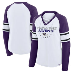 Women's Redzone Blitz Package Raglan Lace-Up V-Neck Long Sleeve T-Shirt - Baltimore Ravens