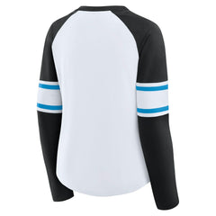 Women's Redzone Blitz Package Raglan Lace-Up V-Neck Long Sleeve T-Shirt - Carolina Panthers