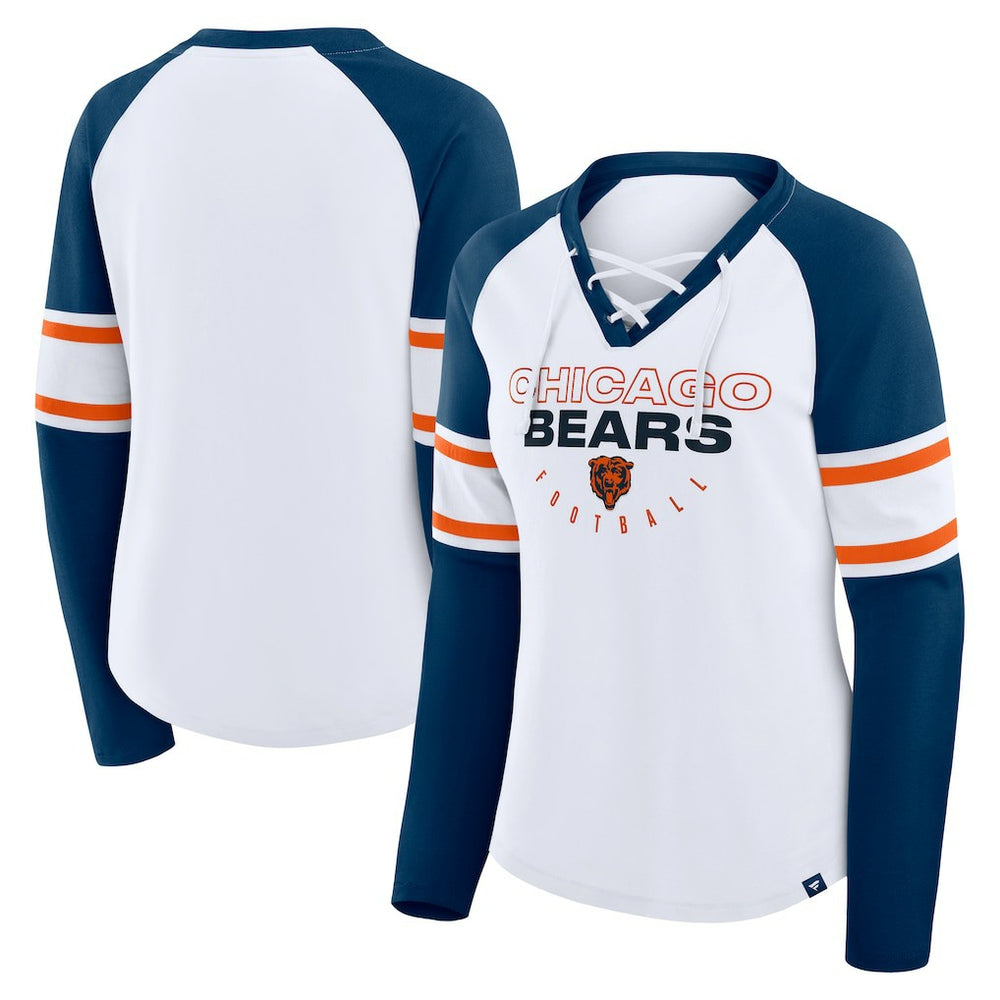 Women's Redzone Blitz Package Raglan Lace-Up V-Neck Long Sleeve T-Shirt - Chicago Bears
