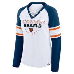 Women's Redzone Blitz Package Raglan Lace-Up V-Neck Long Sleeve T-Shirt - Chicago Bears