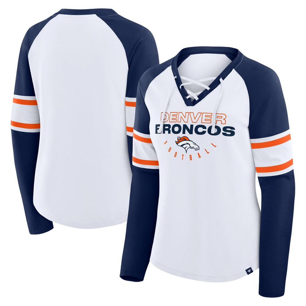 Women's Redzone Blitz Package Raglan Lace-Up V-Neck Long Sleeve T-Shirt - Denver Broncos